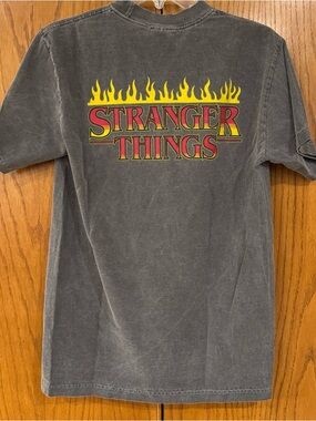 PacSun X Stranger Things Unisex Small Graphic Tee 100% Cotton Fire Logo Eleven